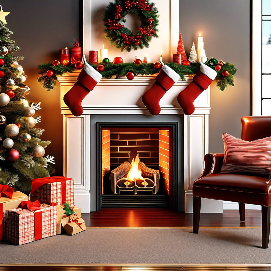 fireplace scene craft a cozy fireplace scene complete with a faux mantel and stockings