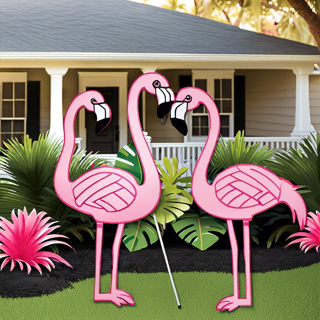 flamingo yard stakes