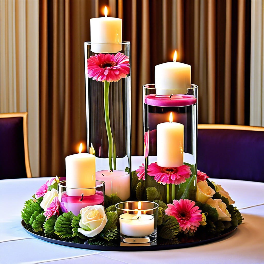 floating candle and floral mix