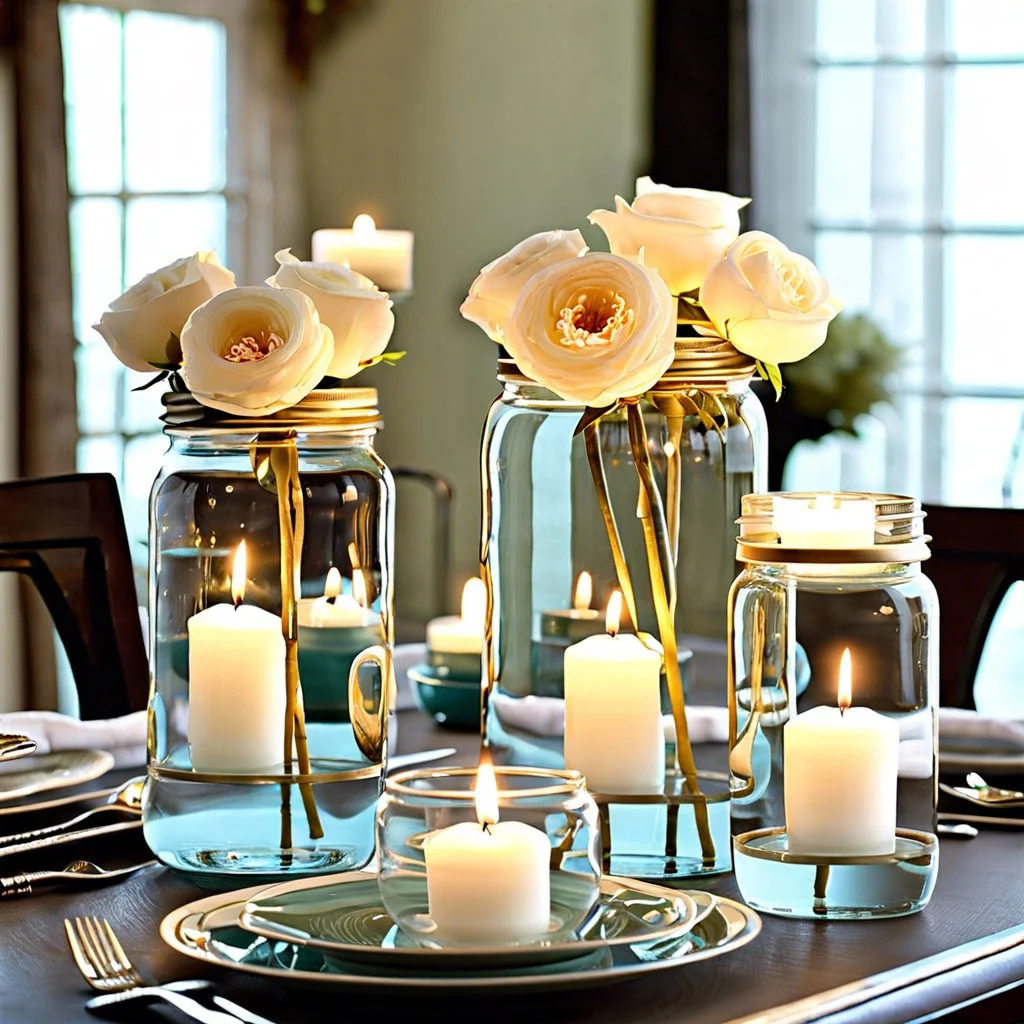 floating candles in clear glass jars