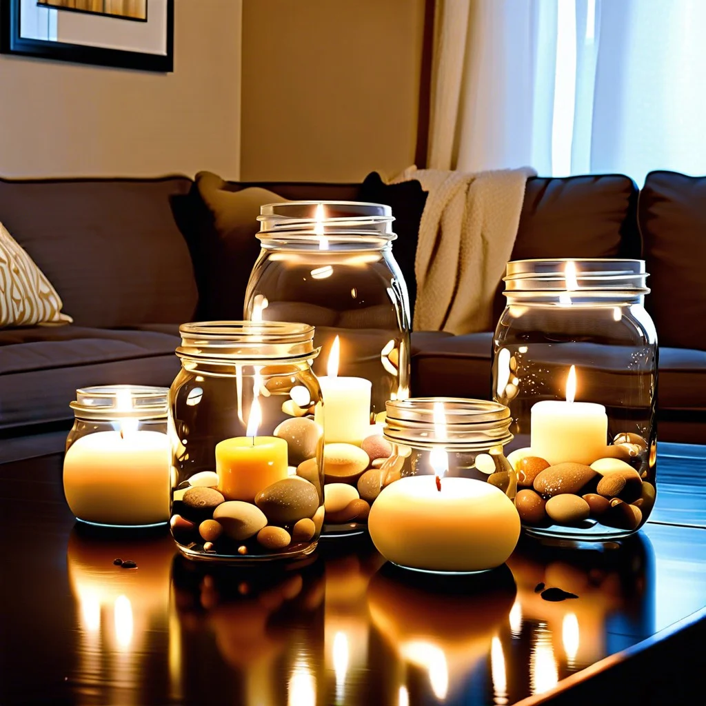 floating candles in jars