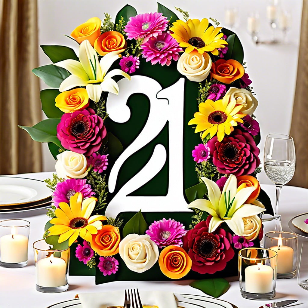 floral centerpieces with numbers
