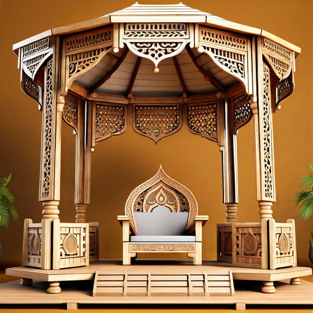 foldable wooden mandap with carvings