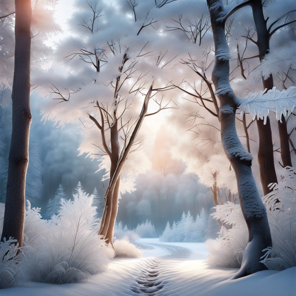 frosted winter forest backdrop