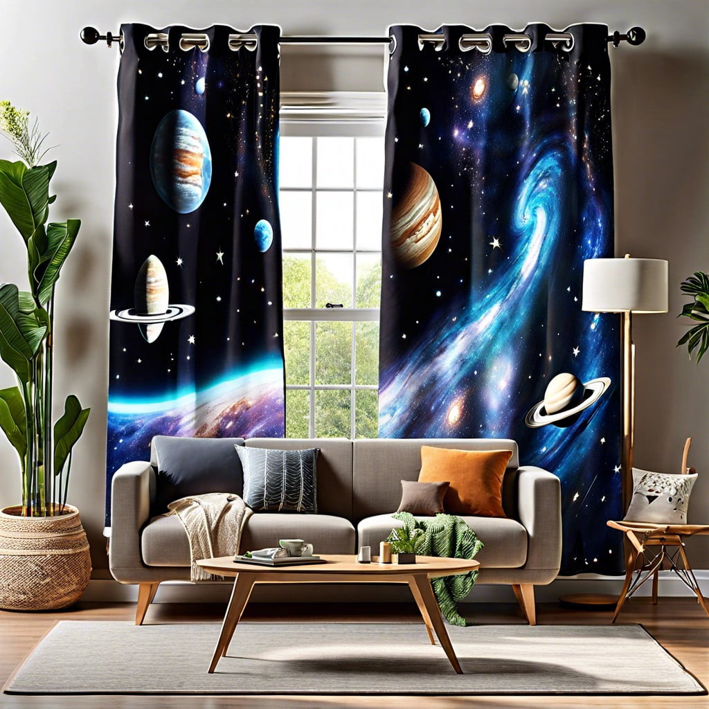 galaxy print curtains