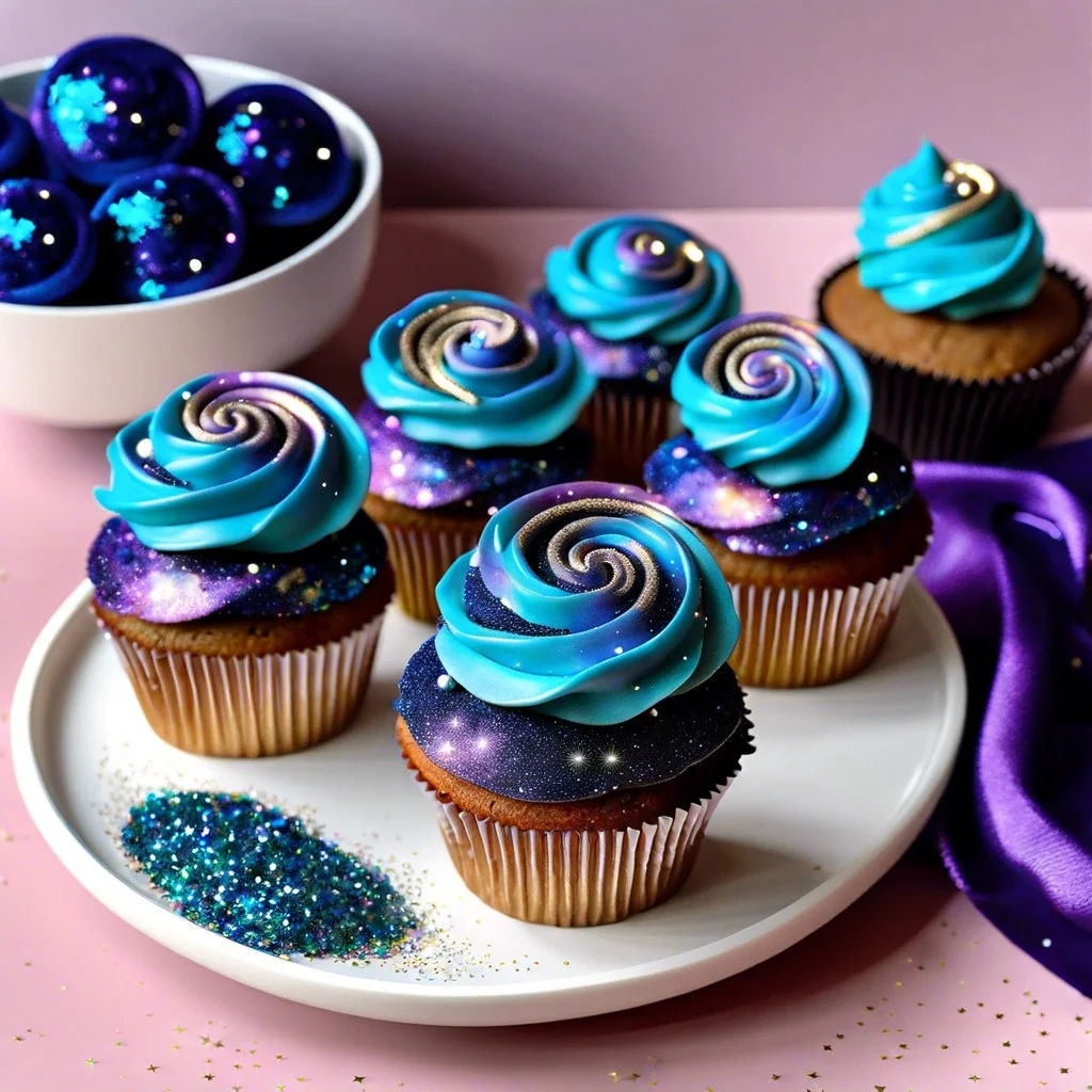 galaxy swirl with edible glitter