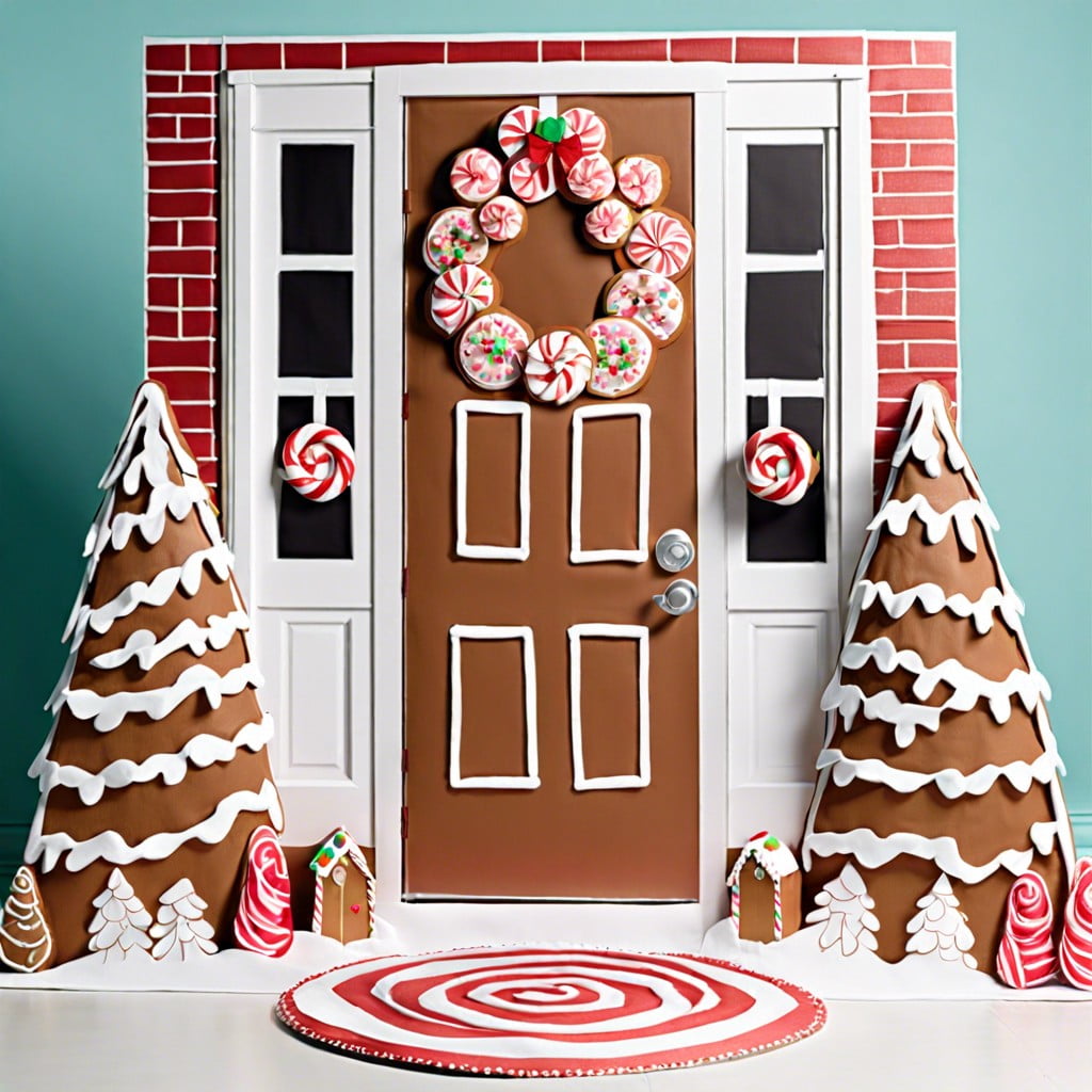 gingerbread house door transform the door into a life size gingerbread house with paper and candy decorations