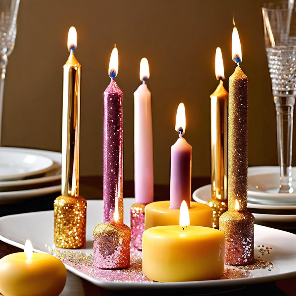 glitter dipped candles