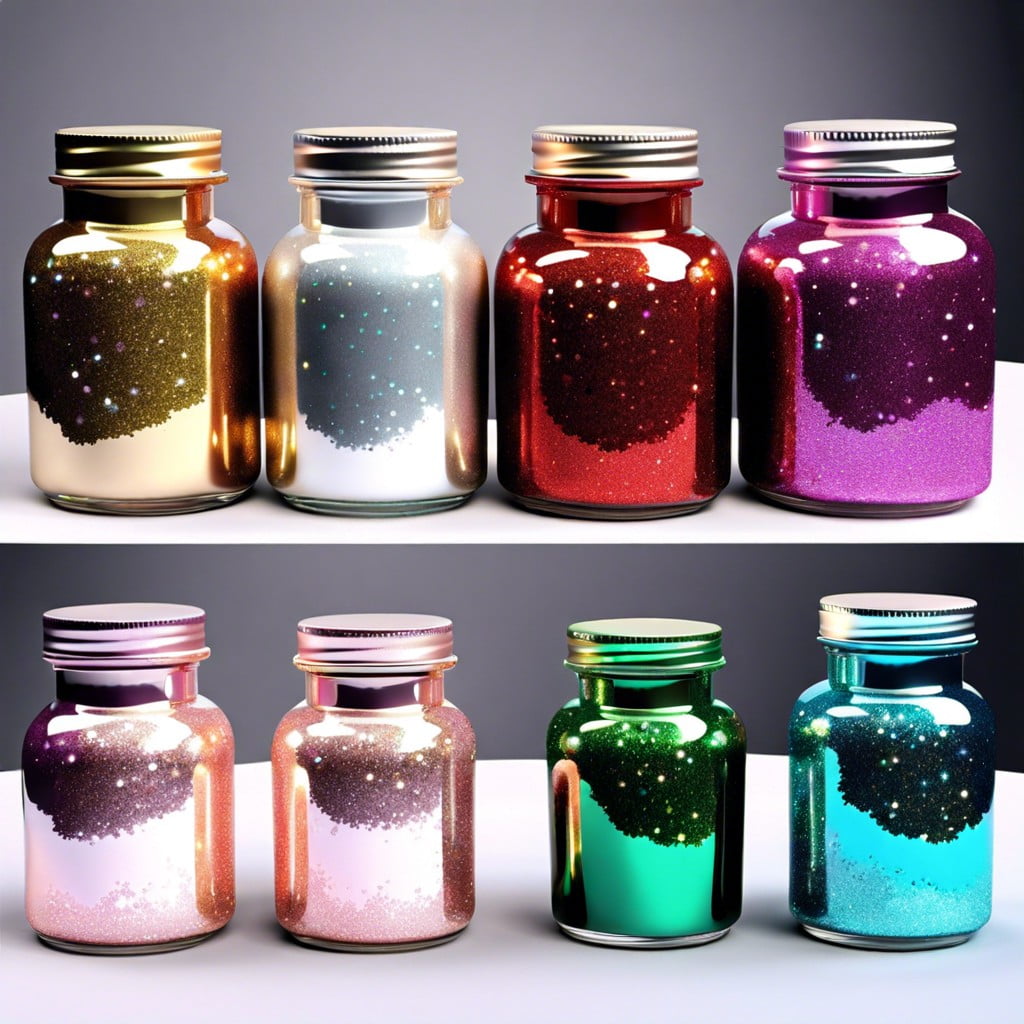 glitter dipped jars for a sparkling effect