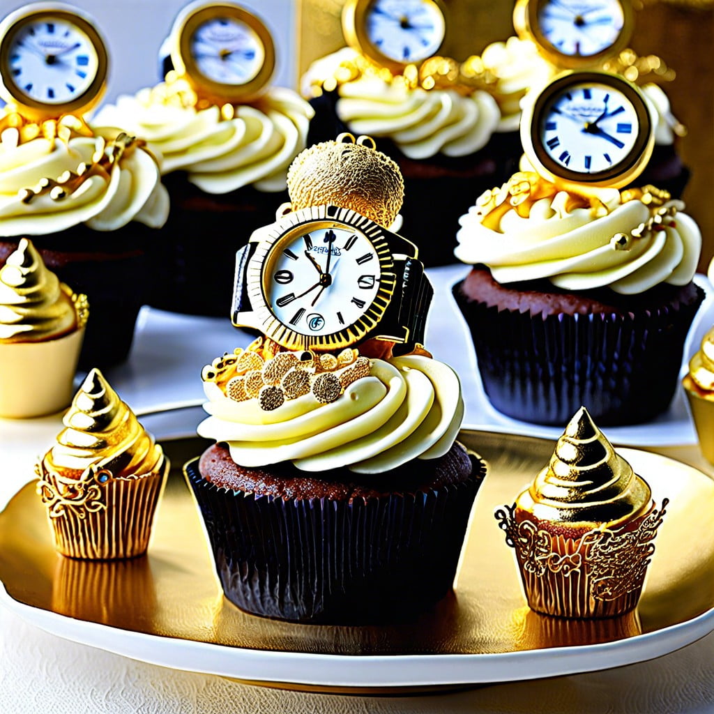 gold watch cupcakes