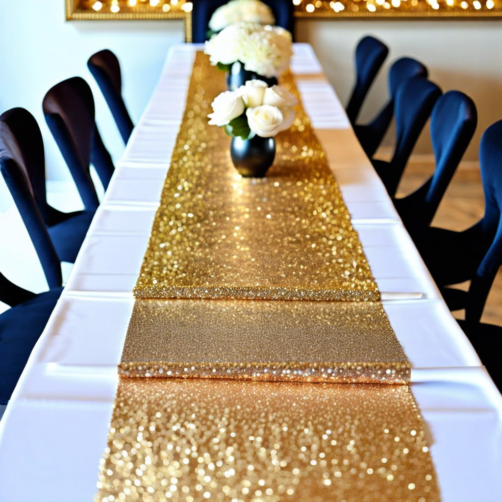 golden glitter table runners