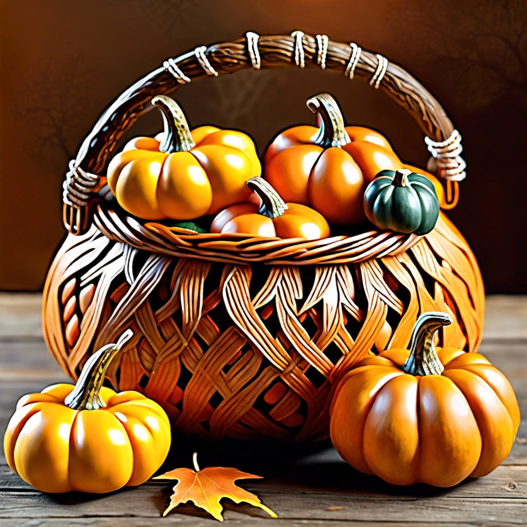 gourd and mini pumpkin basket