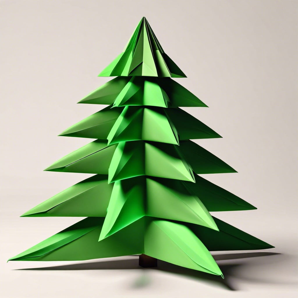 green origami paper ornaments