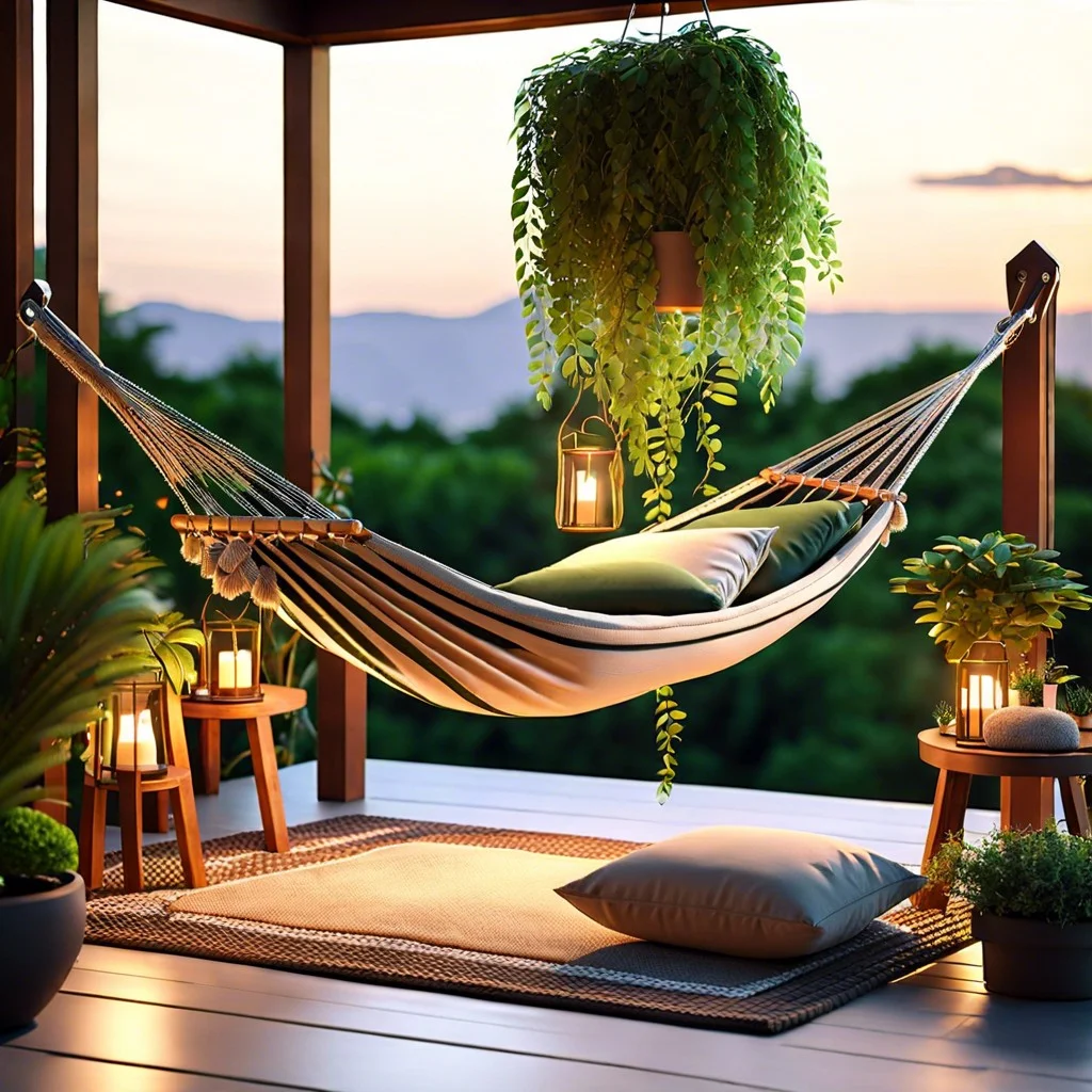 hammock with decorative pillows