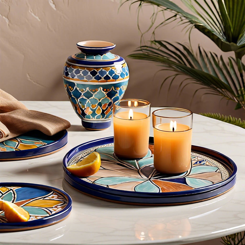 hand painted moroccan tiles as coasters