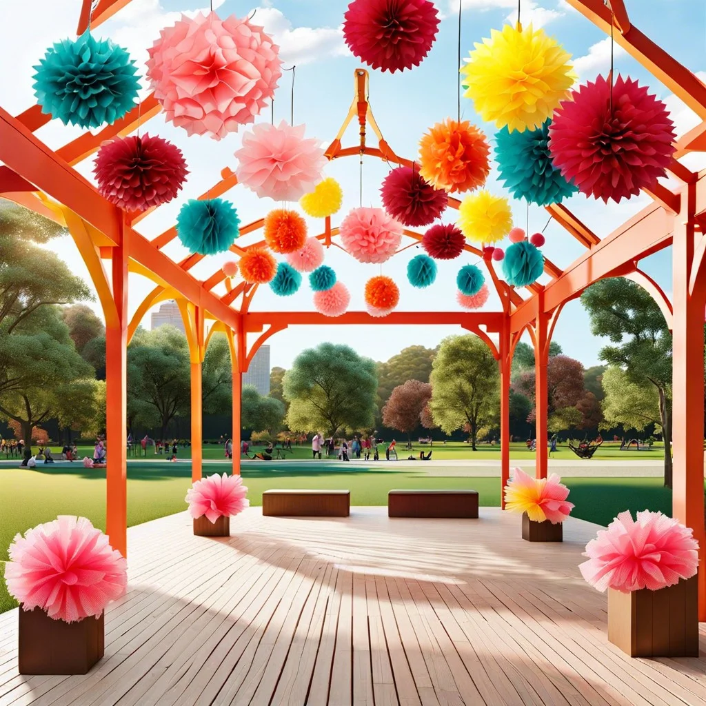 hang paper pom poms or fans