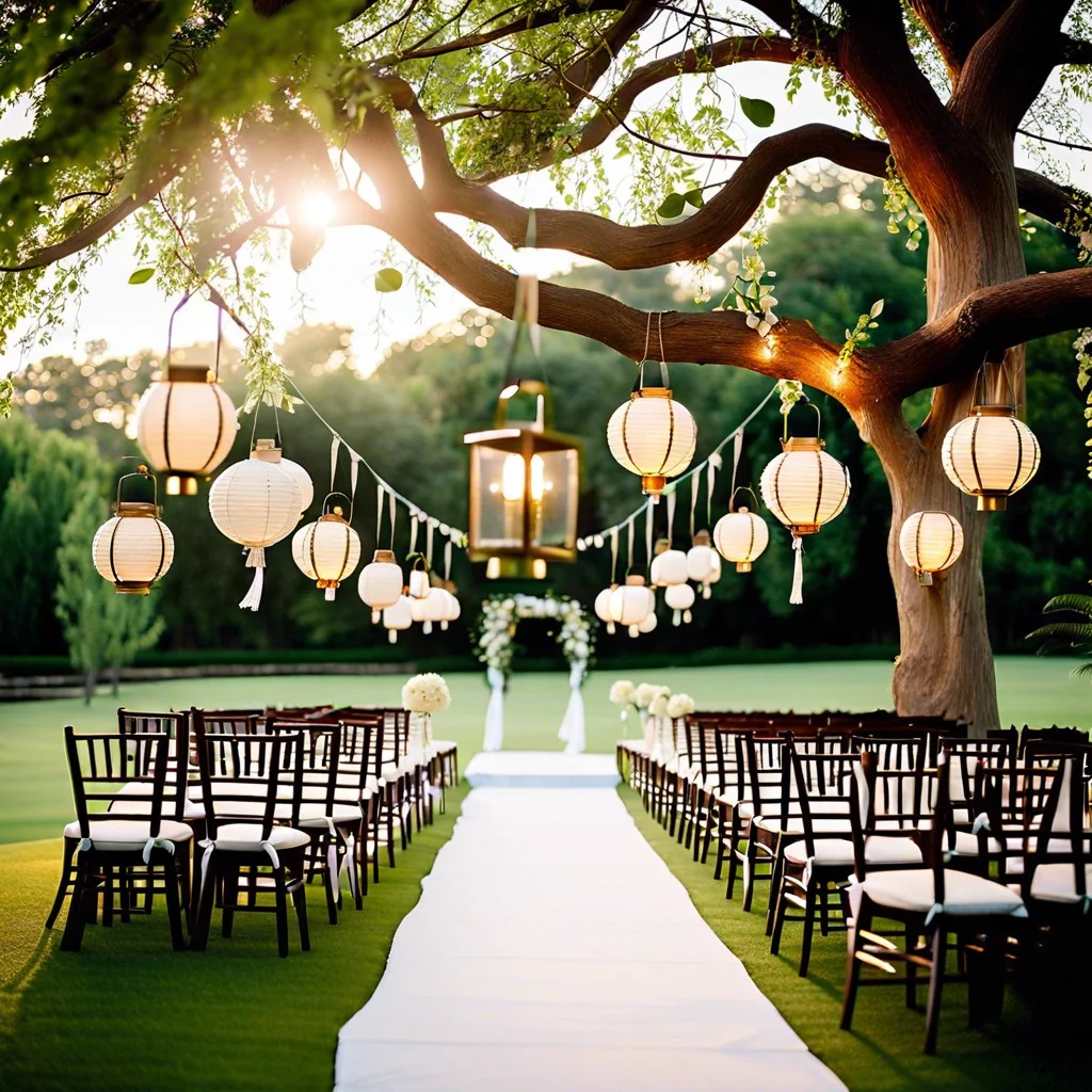 hanging lanterns in trees