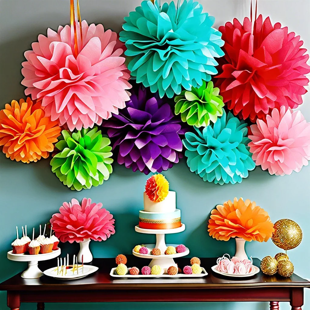 hanging tissue paper pom poms