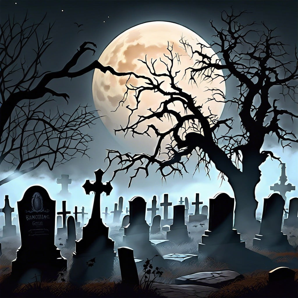 haunted graveyard scene