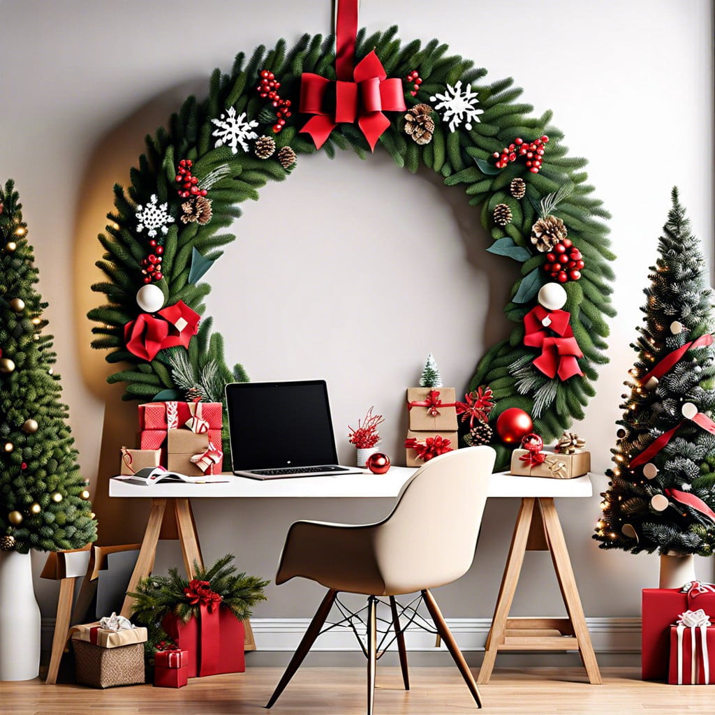 holiday wreath hang a large homemade wreath with elements from your office