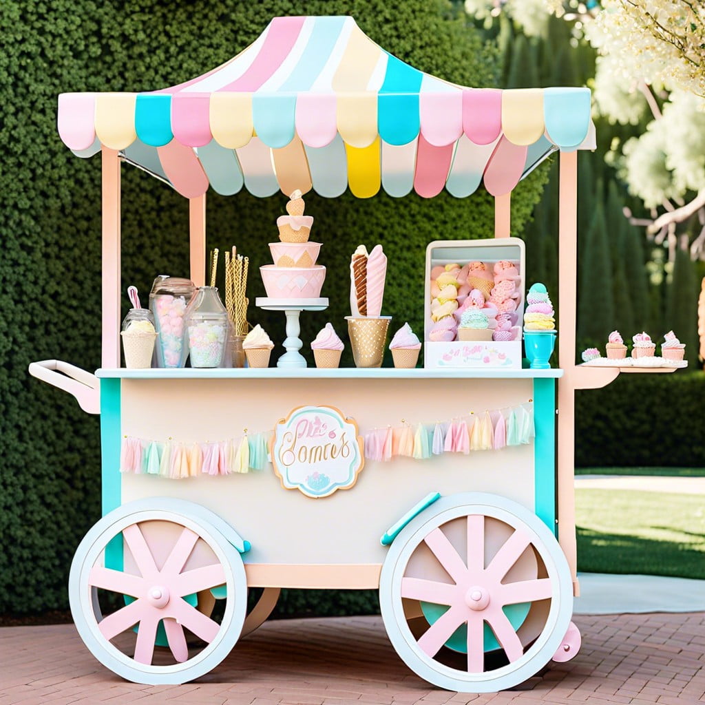 ice cream cart with pastel decorations