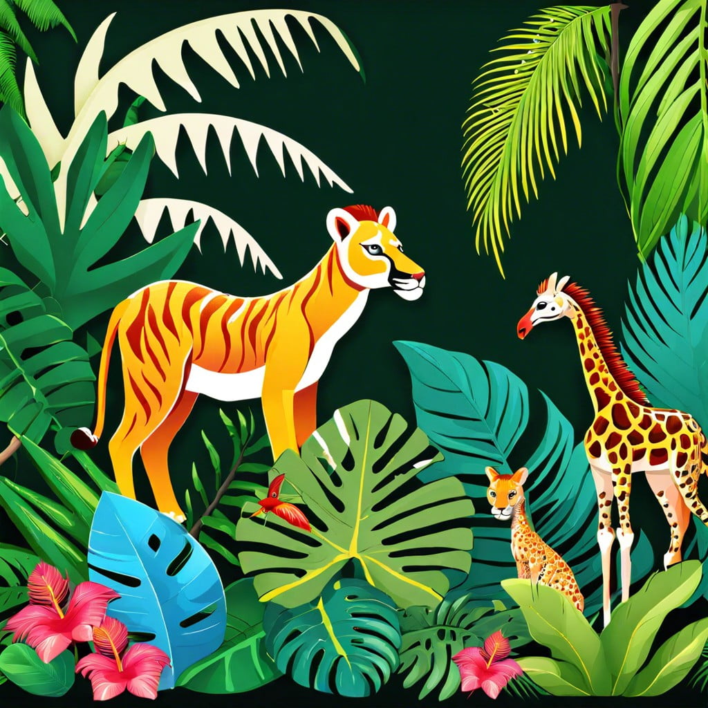 jungle of learning – animals and tropical leaves
