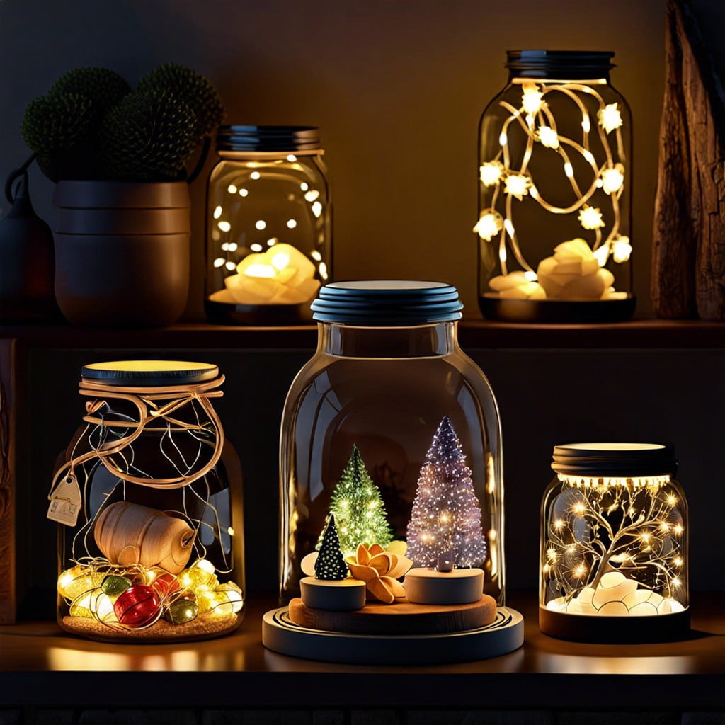 led fairy lights inside jars