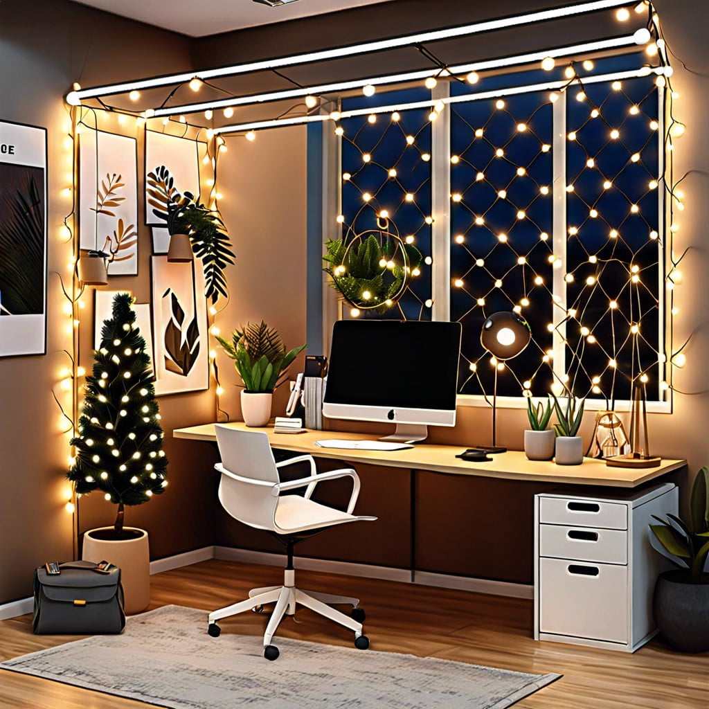 led string lights around cubicle walls