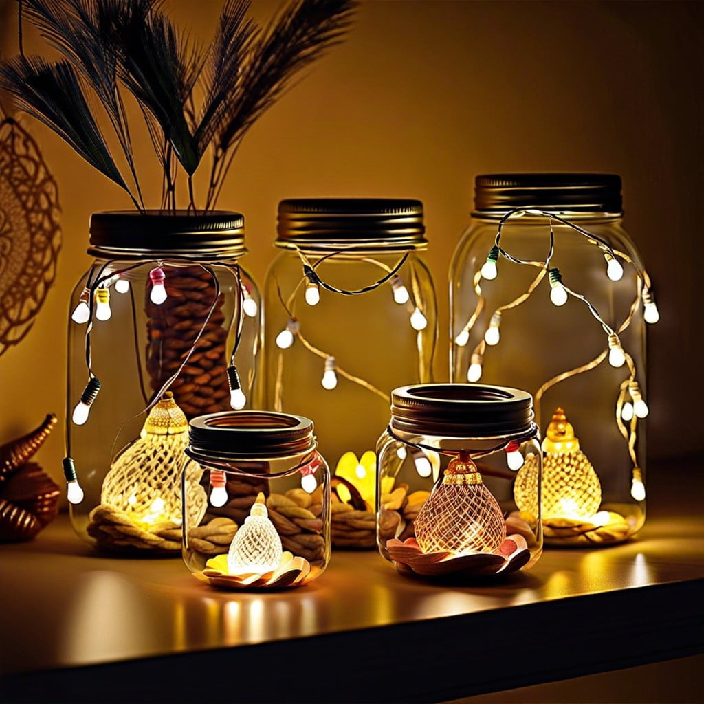 led string lights in jars