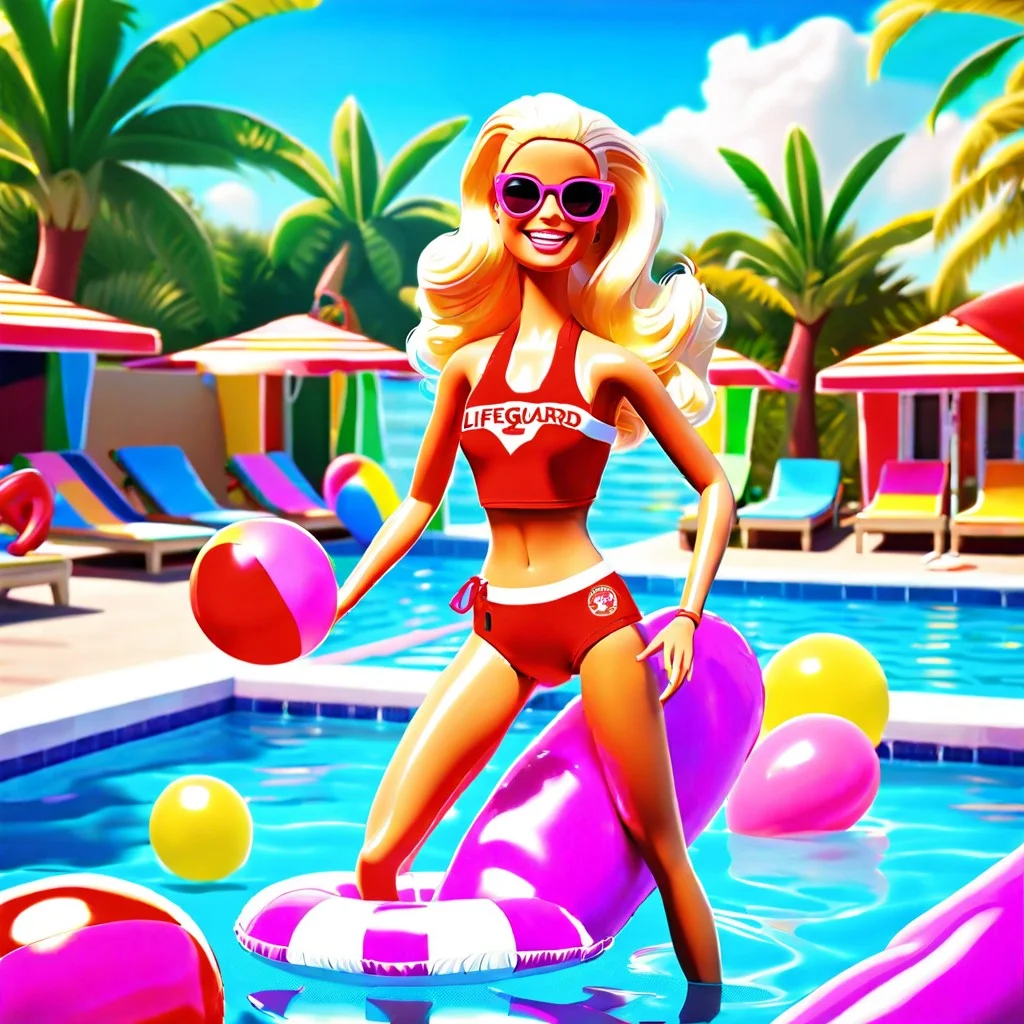 lifeguard barbie pool party