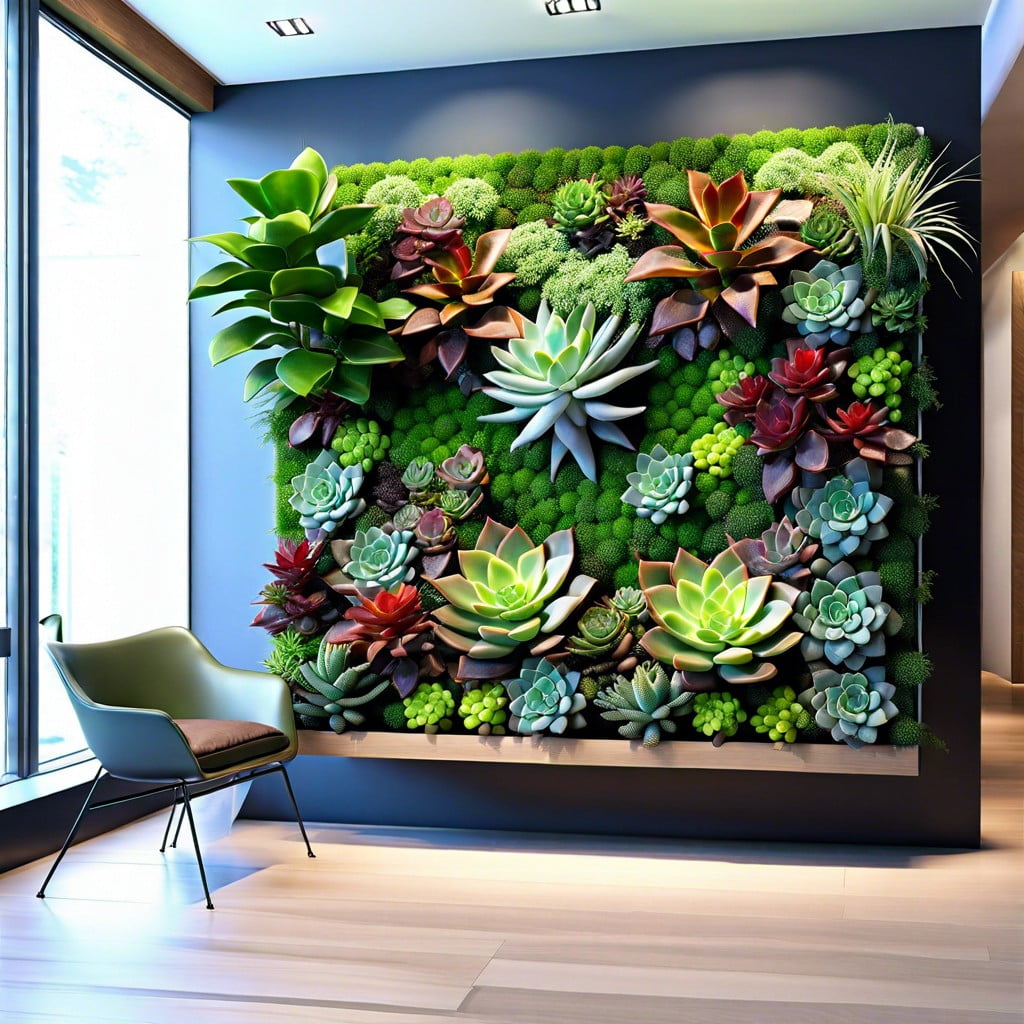 living green wall with succulents