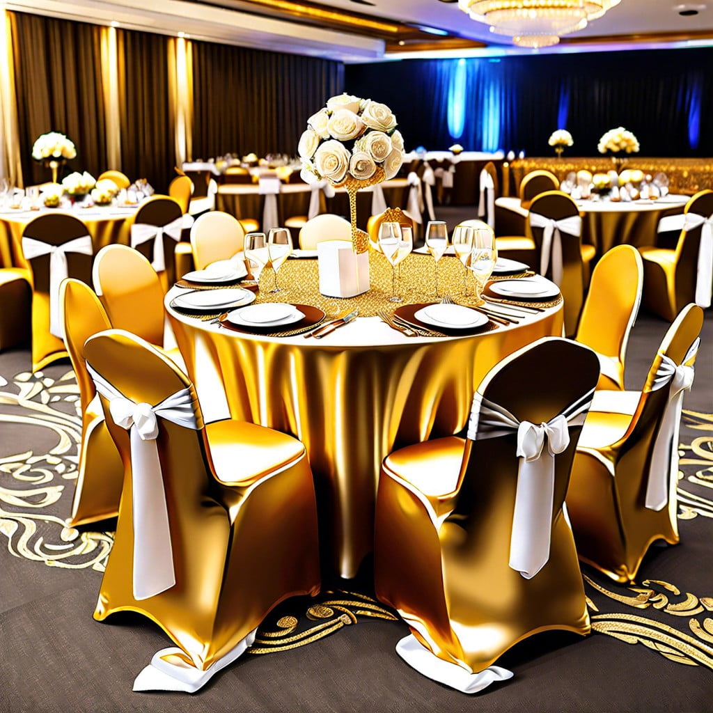 luxurious gold satin chair covers