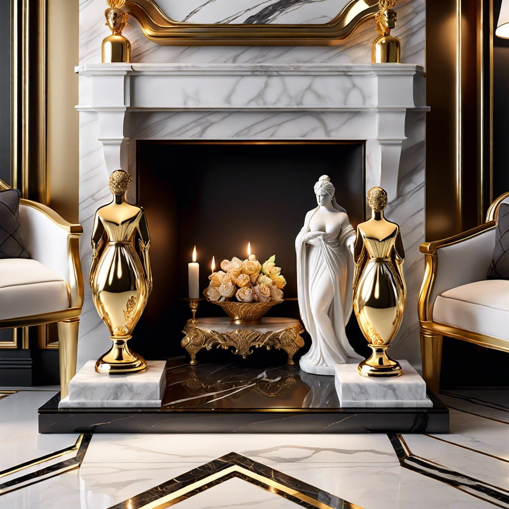 luxurious marble and gold statuettes