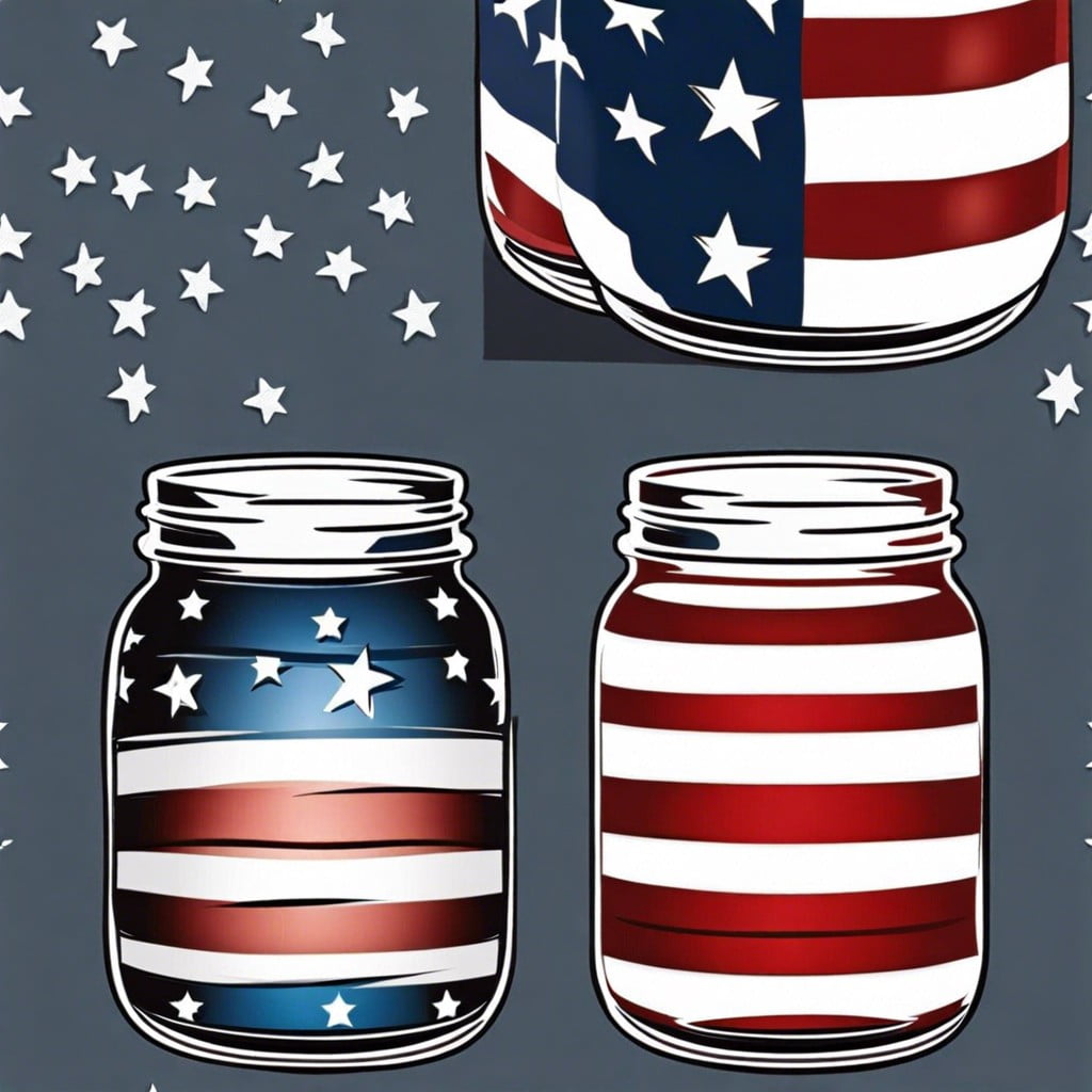 mason jar candle holders with american flag patterns