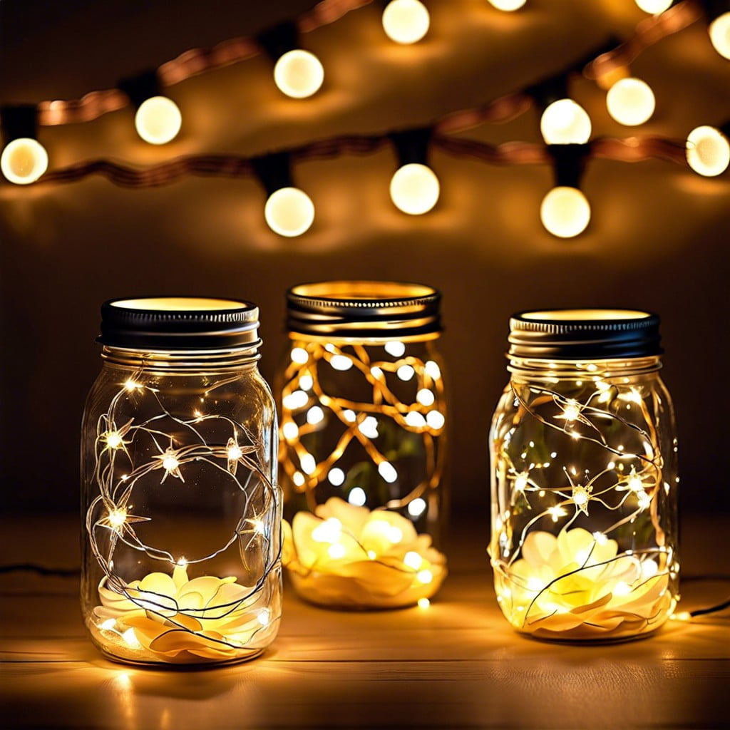 mason jar lights with fairy lights