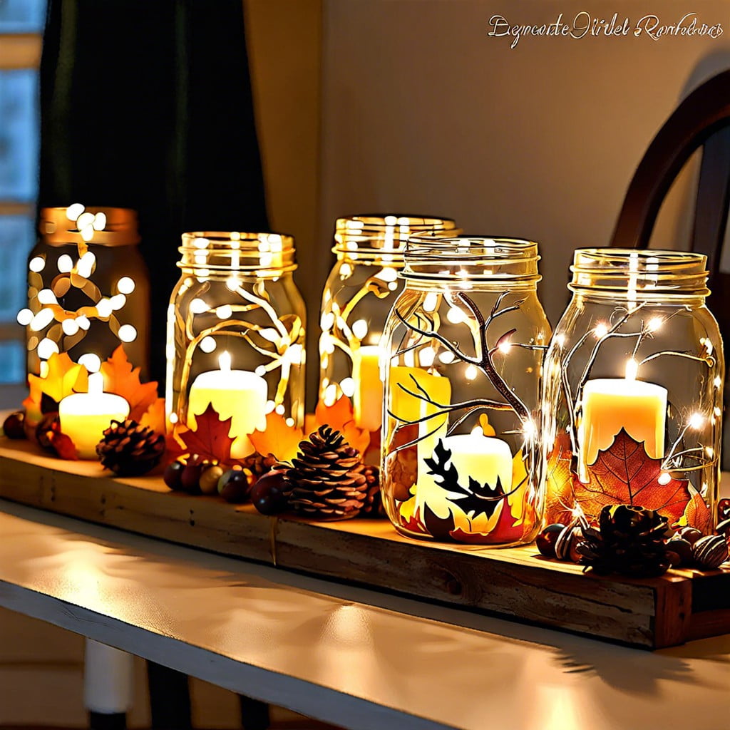 mason jars with fairy lights