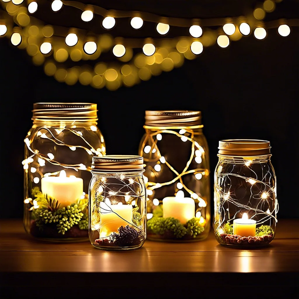 mason jars with fairy lights