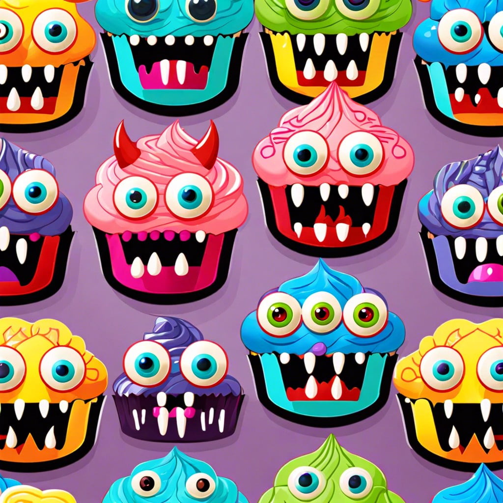 monster faces with candy eyes