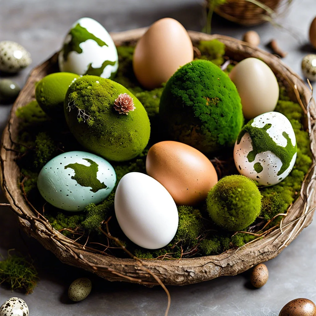 moss covered eggs