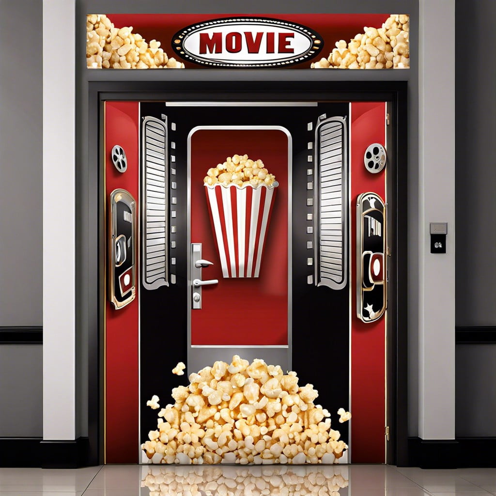 movie theater film reels popcorn movie posters