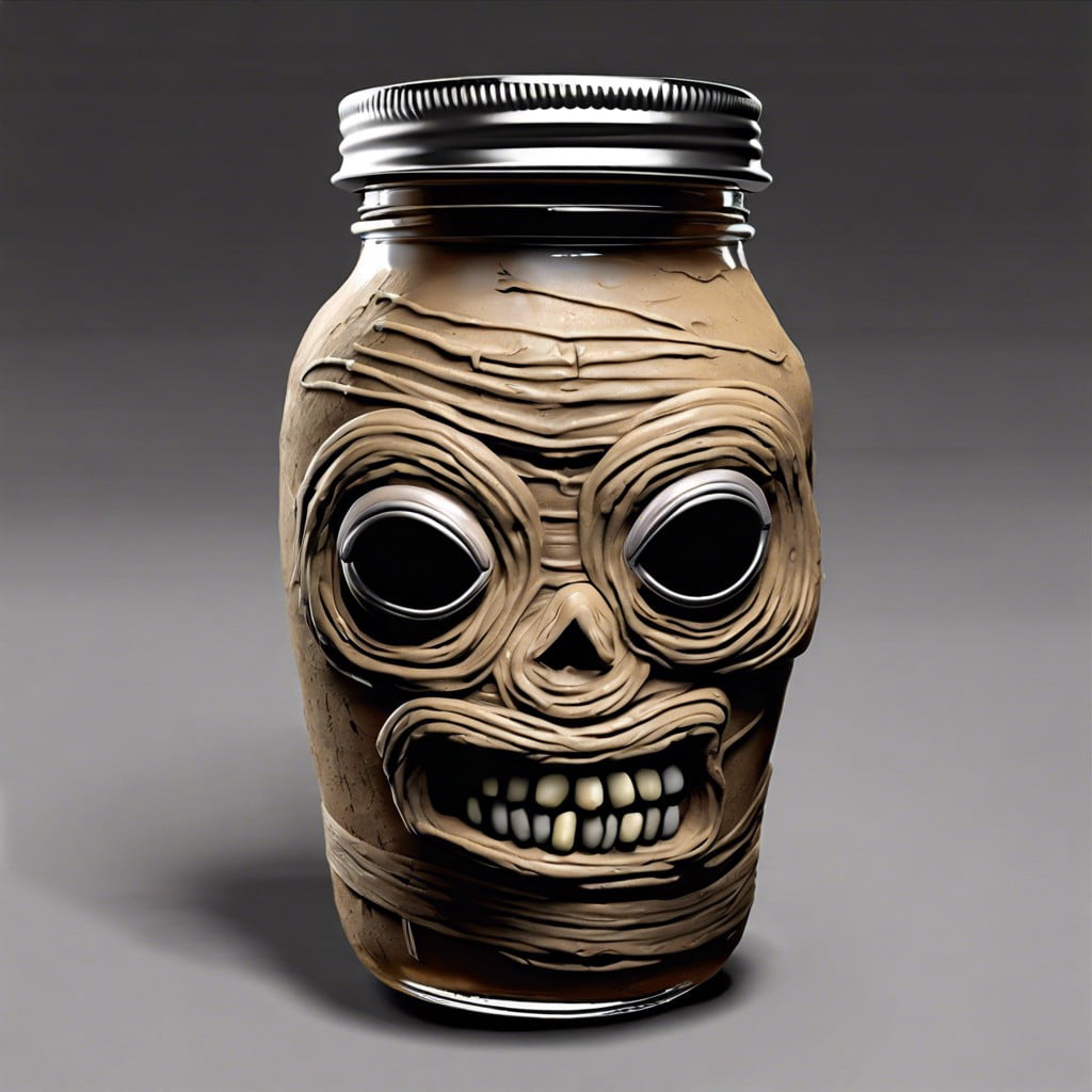 mummified mason jars with eyes