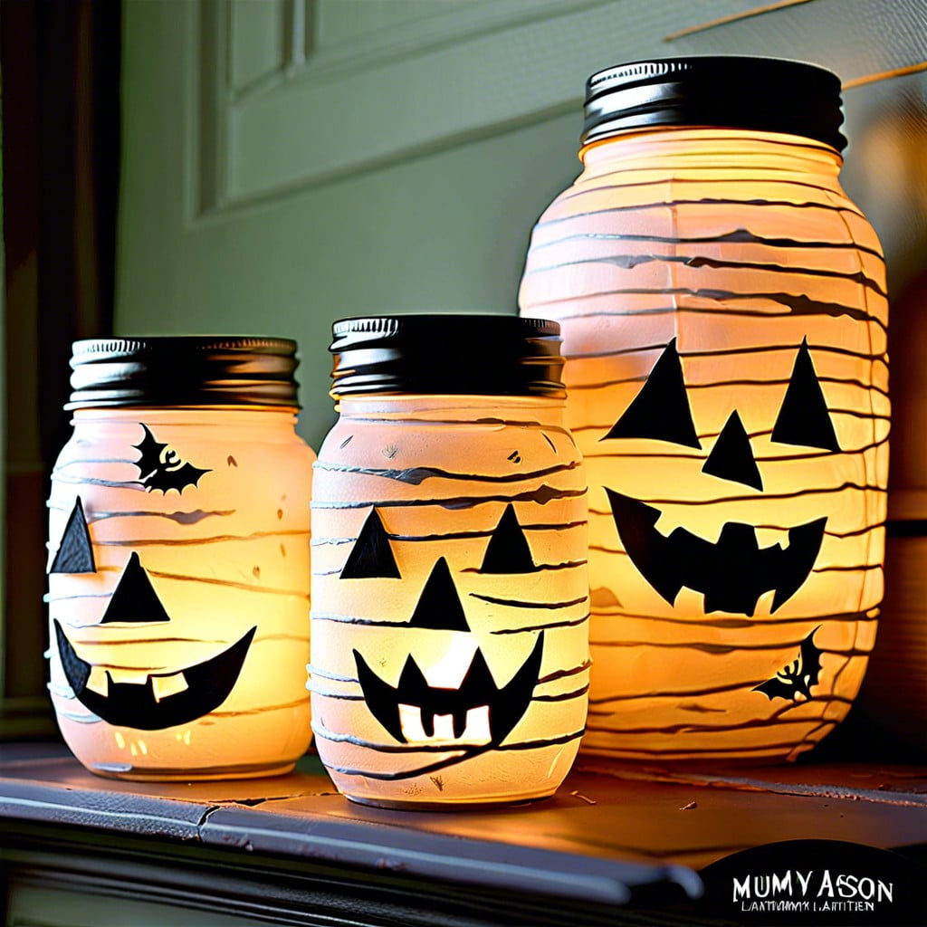 mummy mason jar lanterns