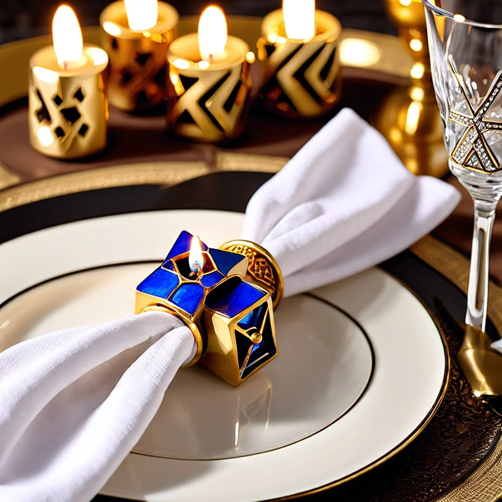napkin rings with mini dreidels