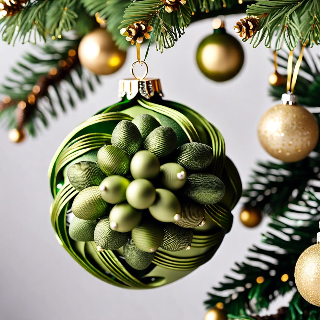 olive green woven ball decorations