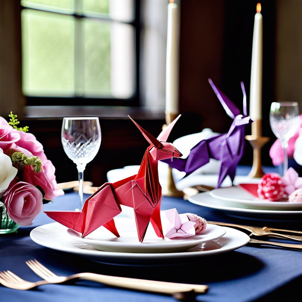 origami animals at each place setting