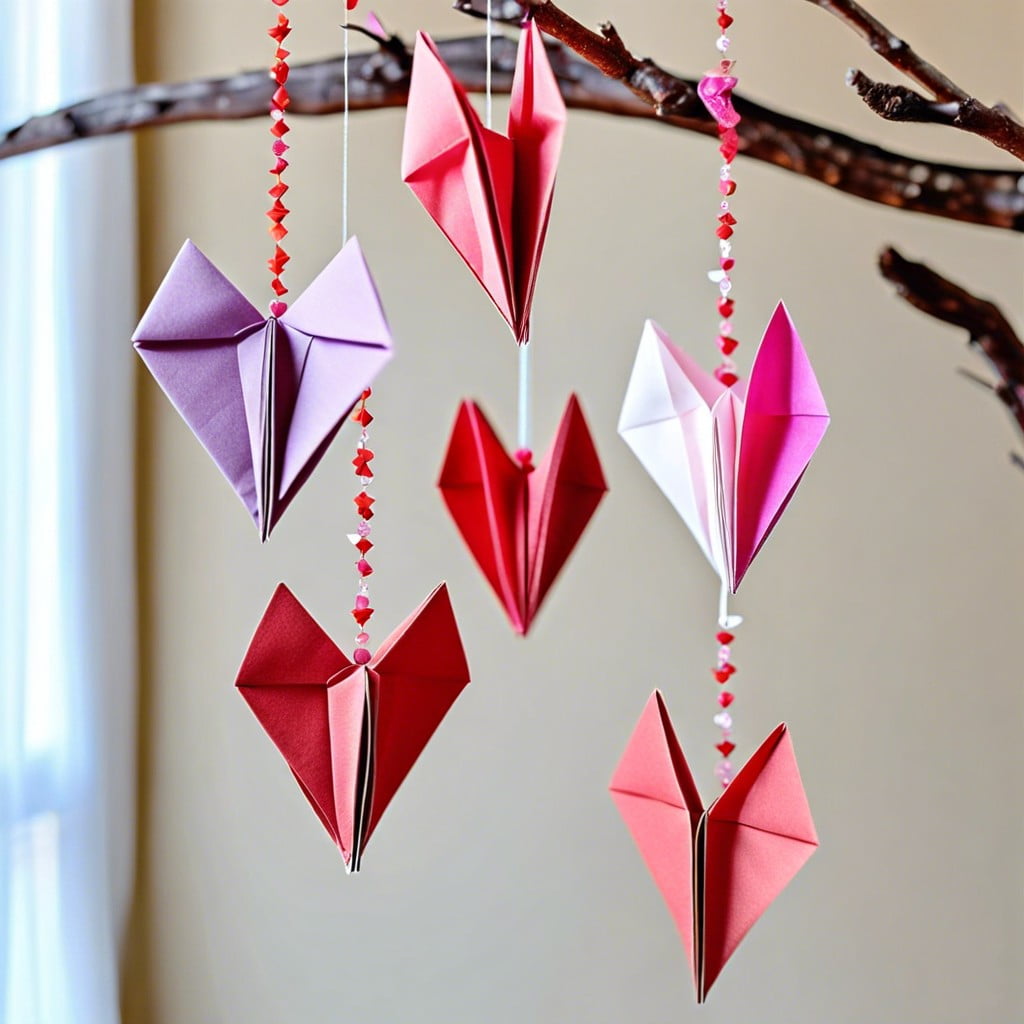 origami heart mobile