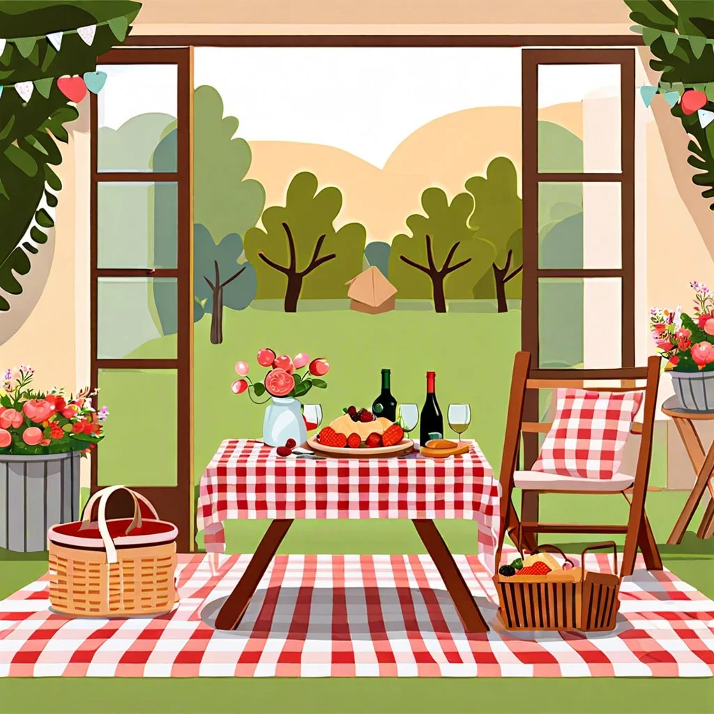 outdoor picnic setup in the backyard or balcony