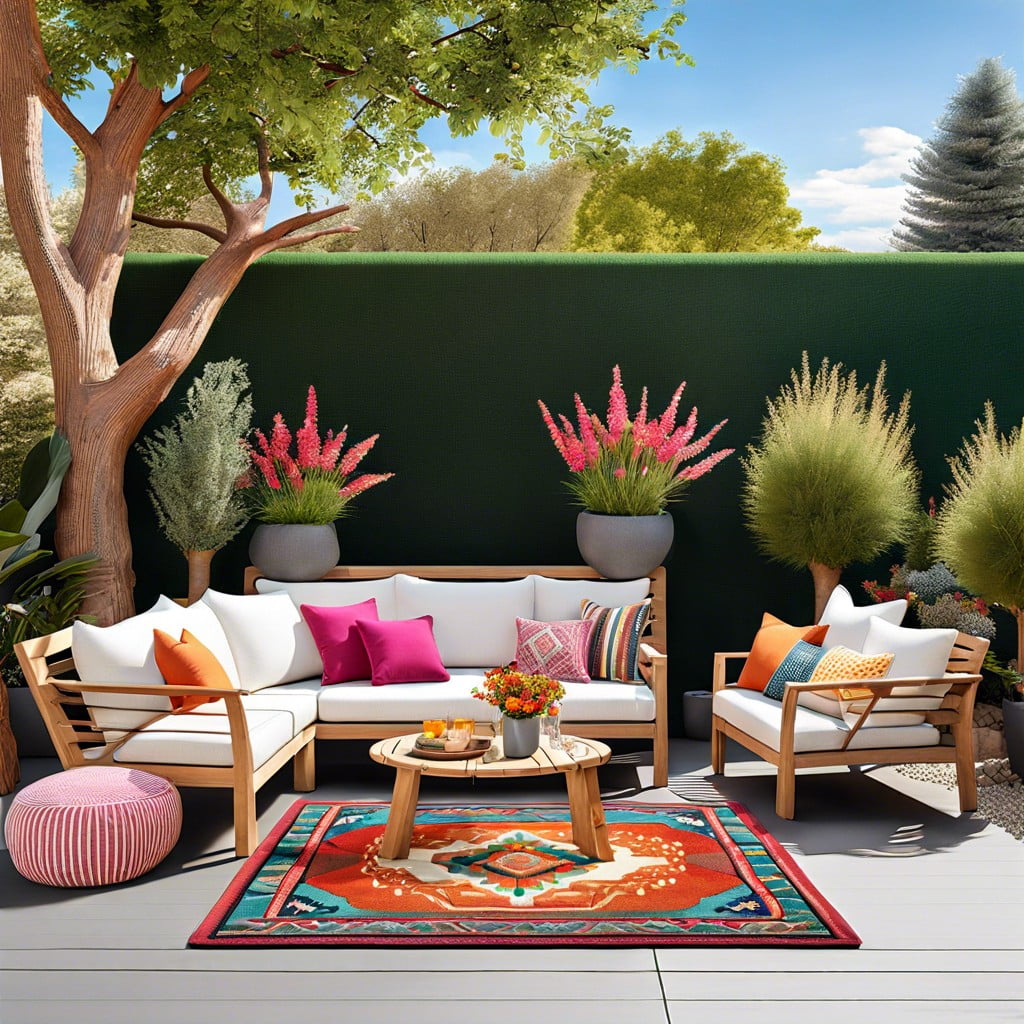 outdoor rug and comfy cushions