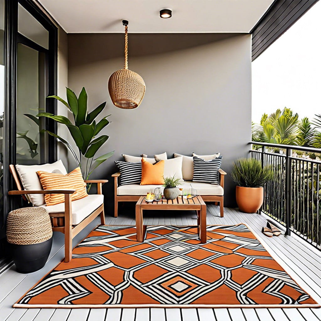 outdoor rug with bold patterns