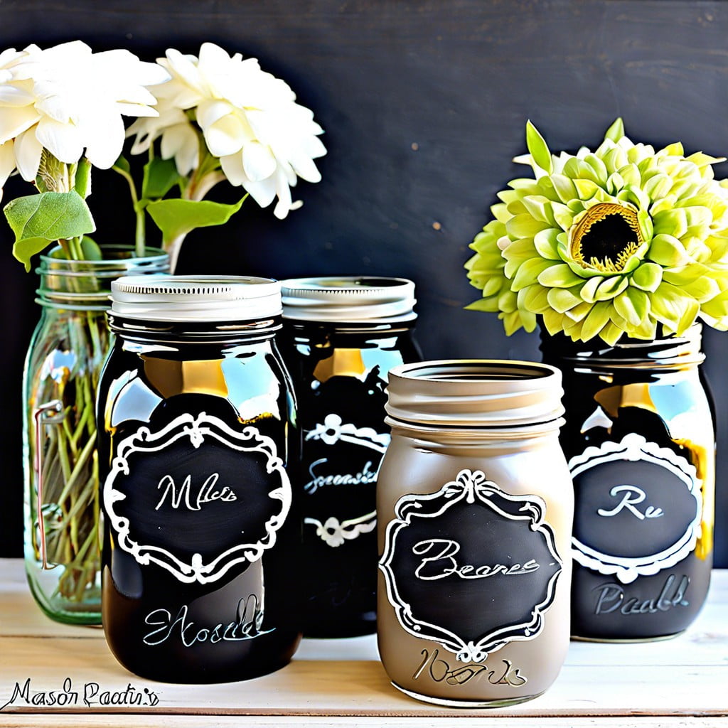 painted mason jars with chalkboard labels